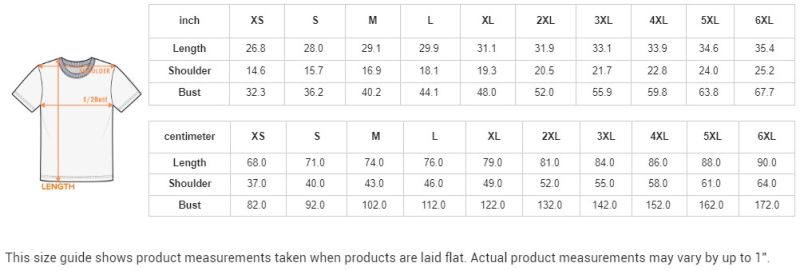 T-Shirt Size Chart